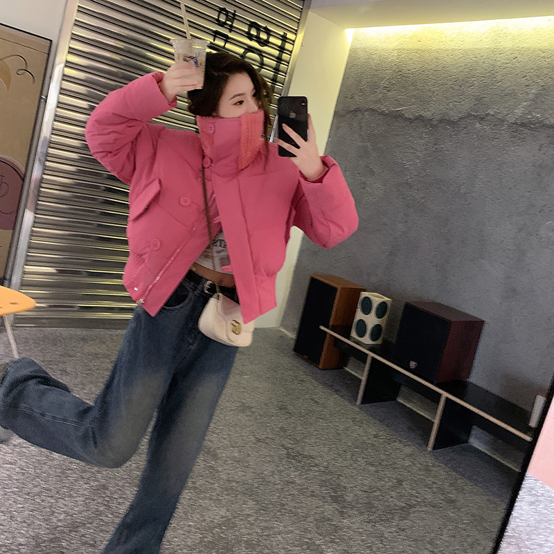 實拍棉服女外套韓版短款麵包服小個子大碼港風寬鬆羽絨服學生胖MM