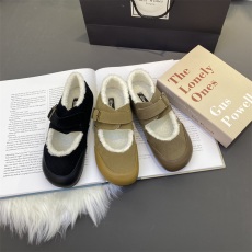 批发磨砂皮厚底包头毛毛鞋博肯鞋女外穿2023秋<b class='q'>冬</b>懒人毛毛鞋加绒棉鞋