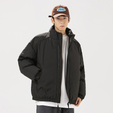 实拍冬季保暖新款潮牌立领棉衣男港风日系羽绒棉衣男宽松大码外套