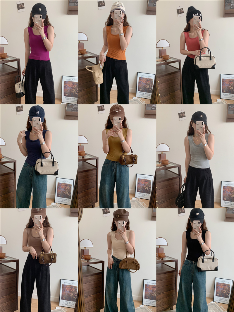 Real shot of winter brushed inner concave collar vest for women, new slim fit, short style, slimming, multi-color