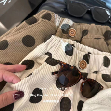 批发原版 波点中小童加绒秋冬束脚裤中小男<b class='q'>女童</b>洋气可爱<b class='q'>休闲</b>长裤