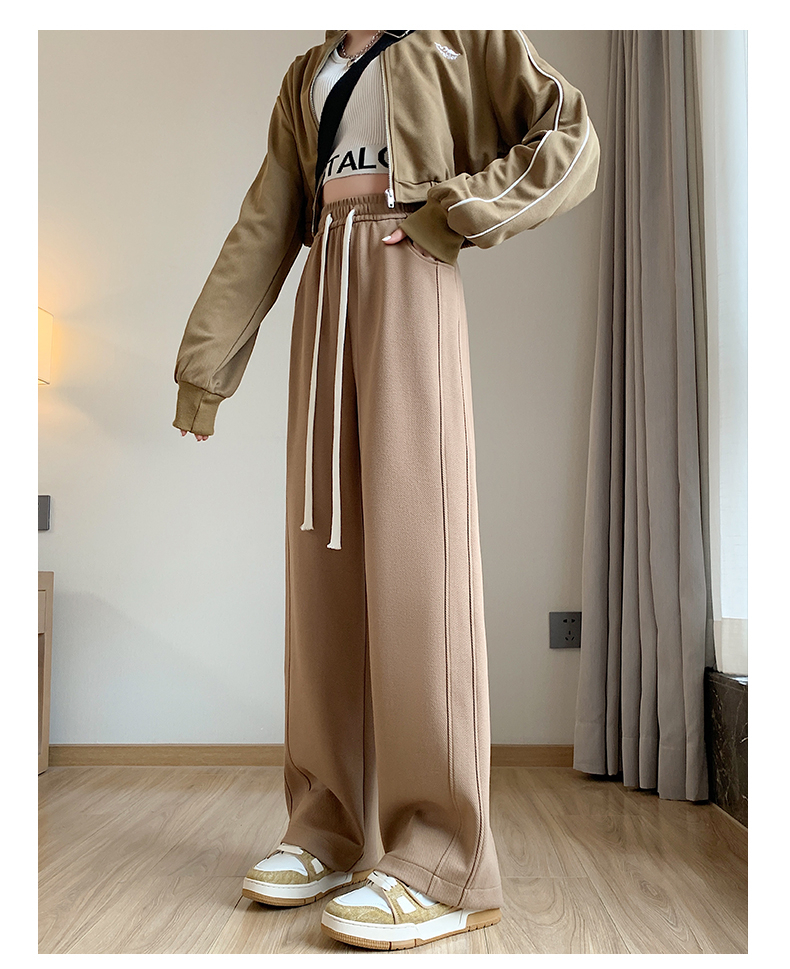 Official Photo Sports Pants Women's Autumn and Winter  New High Waist Drape Loose Straight Casual Pants Wide Leg Pants Trousers