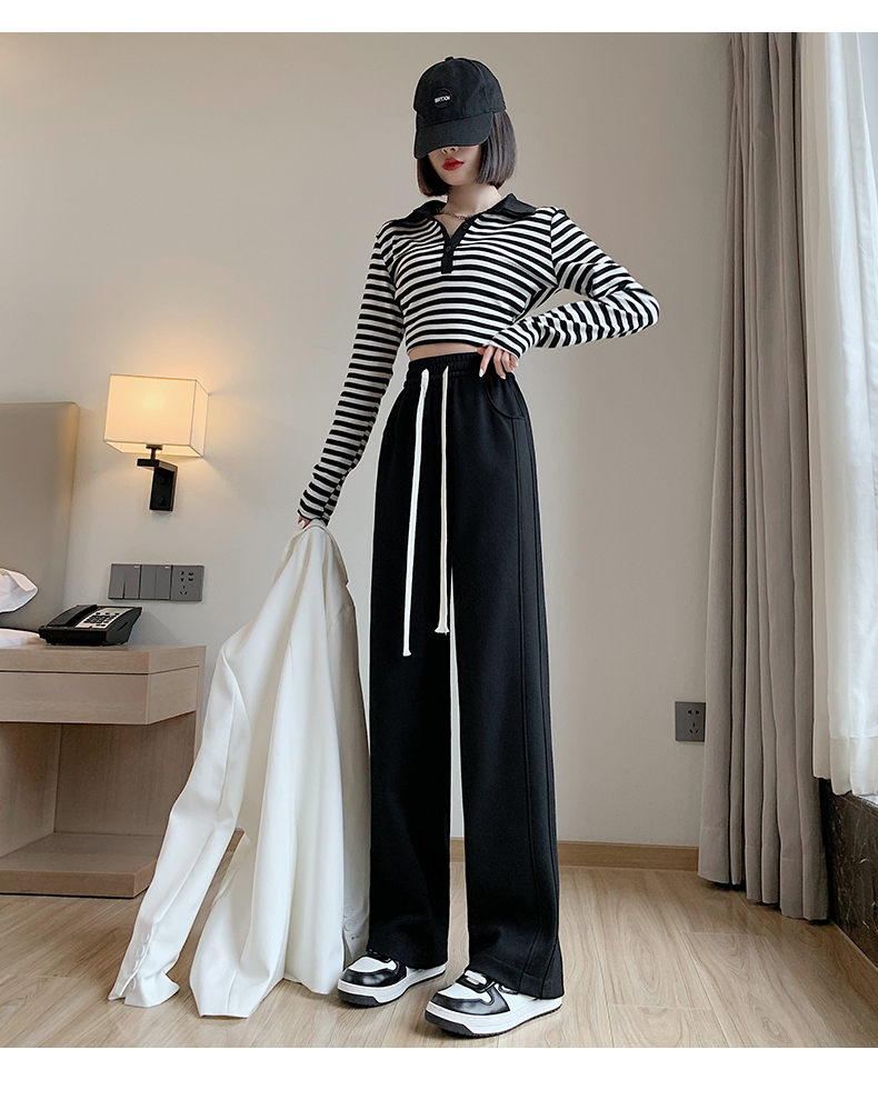 Official Photo Sports Pants Women's Autumn and Winter  New High Waist Drape Loose Straight Casual Pants Wide Leg Pants Trousers