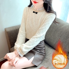 批发<b class='q'>蕾丝</b>打底衫女2026新款内搭加绒加厚秋冬时尚漂亮高级感洋气小衫
