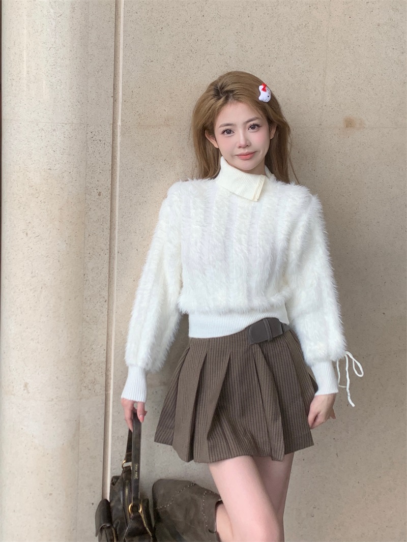 Real shot!  !  Premium soft waxy mink wool sweater for women winter coat wool thickened knitted short top