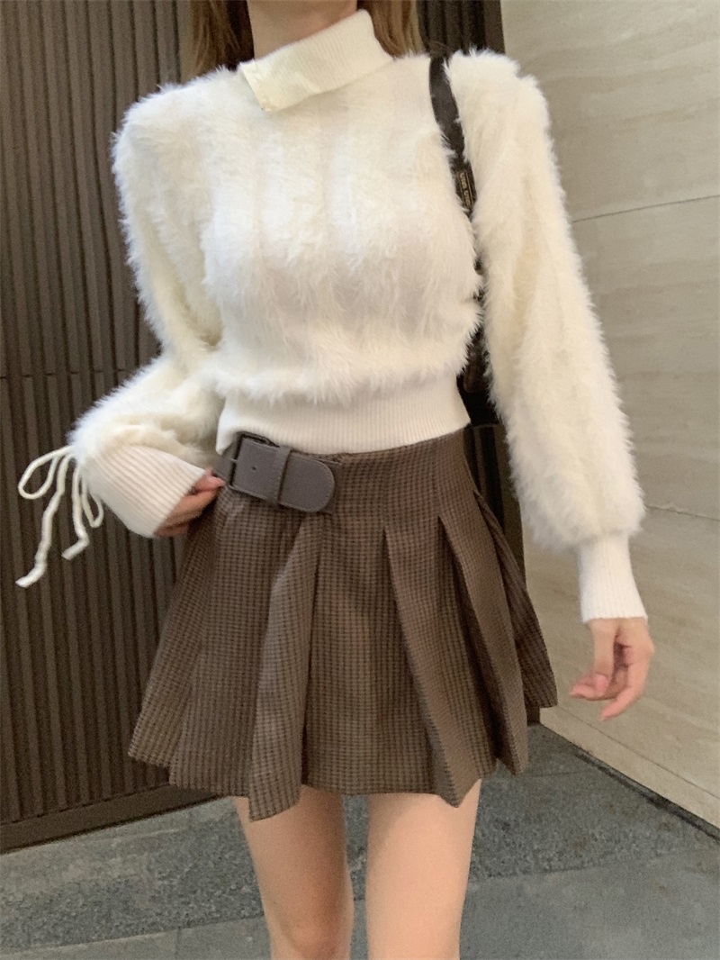 Real shot!  !  Premium soft waxy mink wool sweater for women winter coat wool thickened knitted short top