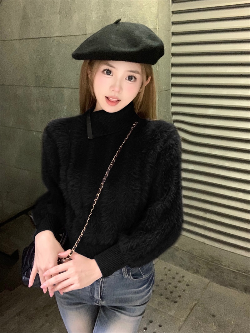 Real shot!  !  Premium soft waxy mink wool sweater for women winter coat wool thickened knitted short top