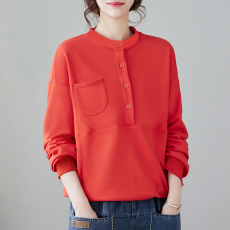 批发大码女装长袖卫衣女2026春季新款宽松休闲套头<b class='q'>百搭</b>纽扣上衣<b class='q'>外套</b>潮