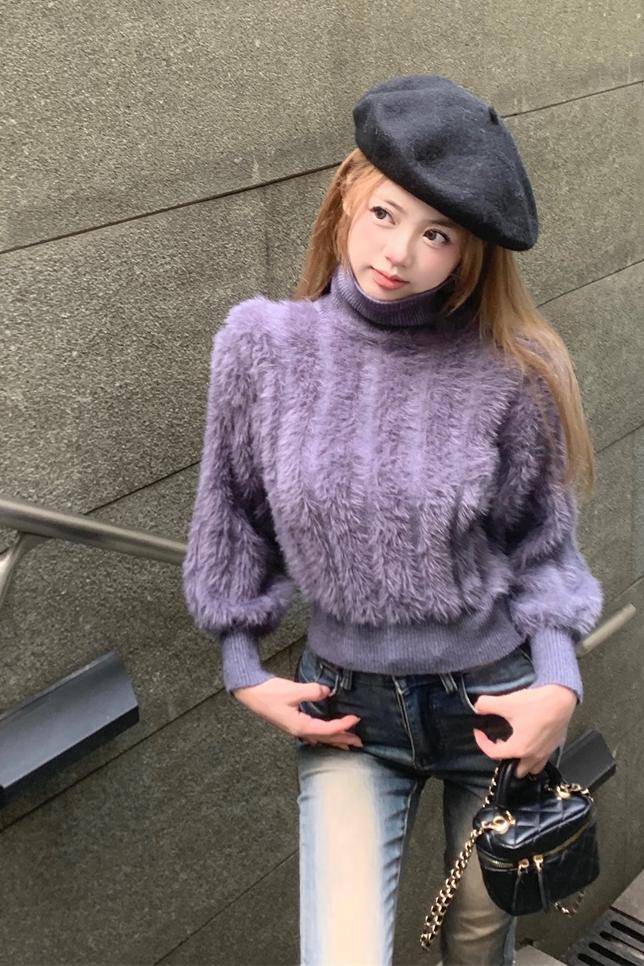 Real shot!  !  Premium soft waxy mink wool sweater for women winter coat wool thickened knitted short top