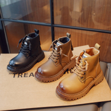 批发男童鞋2023<b class='q'>秋</b>冬季新款儿童时尚英伦马丁靴中大童男孩加绒二棉皮鞋