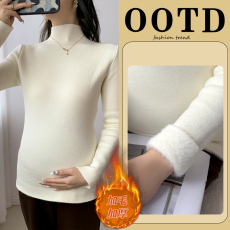 批发实拍~新款冬季加毛加厚加绒针织中领打底孕妇大码妇女装