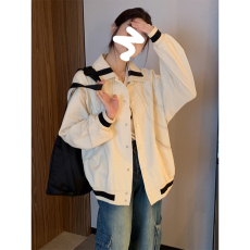 批发实价不减实拍韩版时髦复古翻领拼接撞色棒球服<b class='q'>外套女</b>百搭休闲夹克