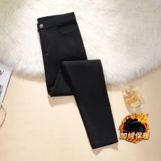 批发实拍<b class='q'>大码</b>胖妹妹弹力加绒加厚显瘦韩国魔术裤打底牛仔小黑裤
