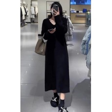 批发大码女装胖mm过膝加厚内搭针织毛衣裙女秋冬显瘦百搭<b class='q'>连衣裙</b>