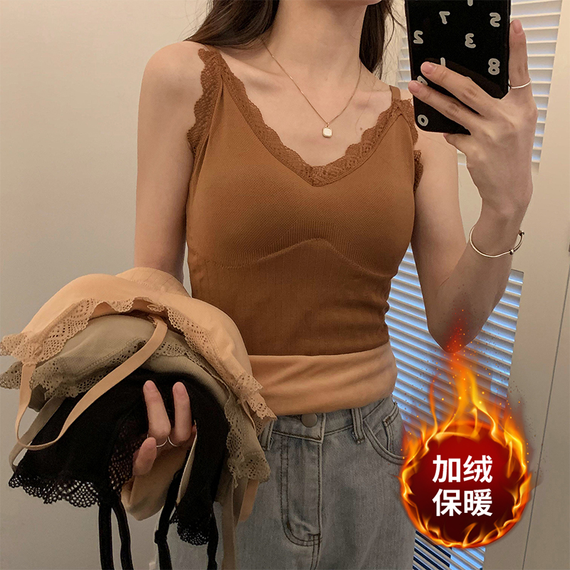 實拍實售價 秋冬胸墊花邊背心透氣顯瘦加絨打底衫內衣抹胸
