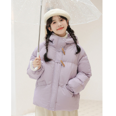 批发2025冬季实拍学院风牛角扣连帽<b class='q'>短</b>款棉衣棉服外套