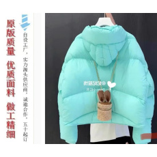 批发面包服女外套2023新款韩版东大门加厚带帽短款白鸭绒青蓝色羽绒服