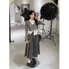 批发秋季<b class='q'>新款</b>设计感学院风绑带显瘦Polo领假两件<b class='q'>T</b><b class='q'>恤</b>上衣实拍实价