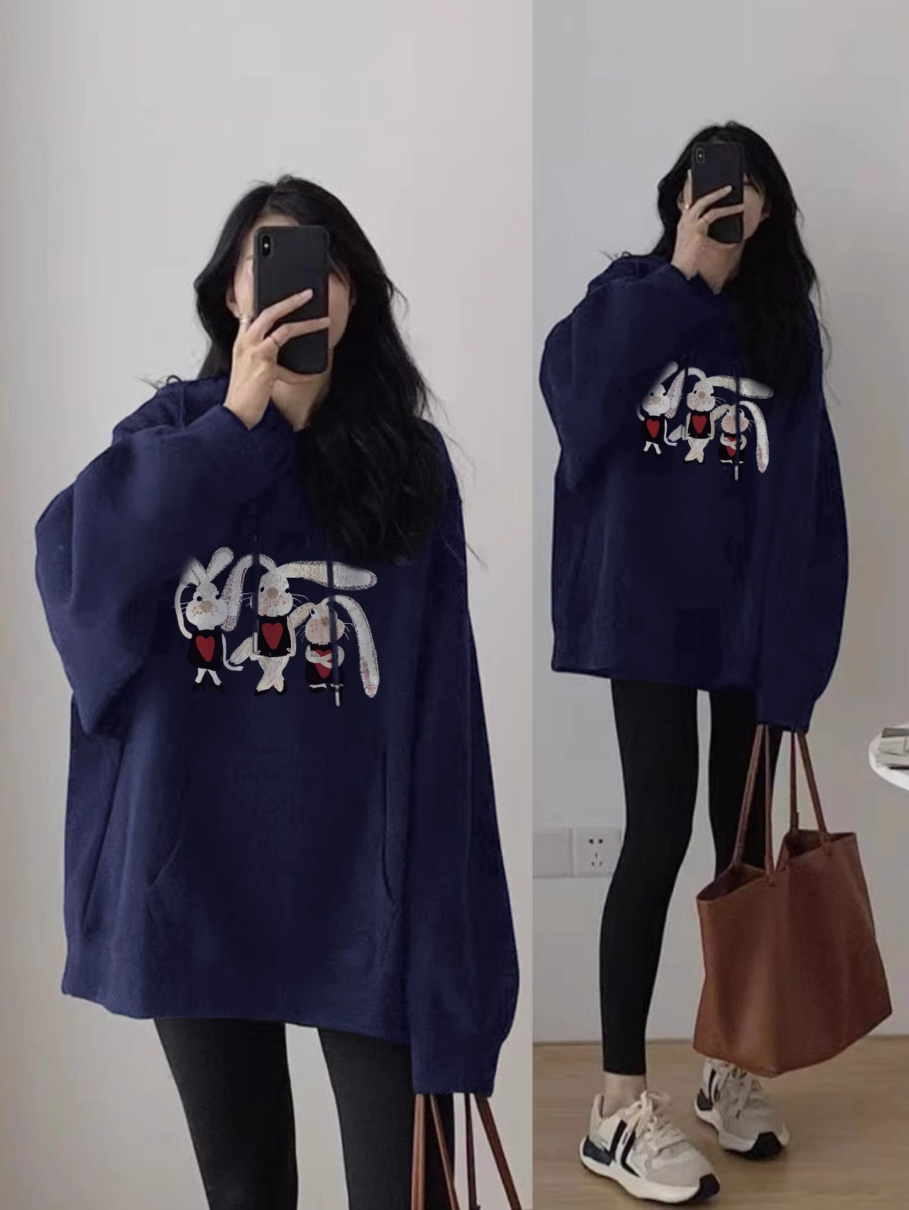 This year's popular and beautiful sweatshirts for women are autumn hoodies, navy bunny long-sleeved tops, hooded oversize jackets