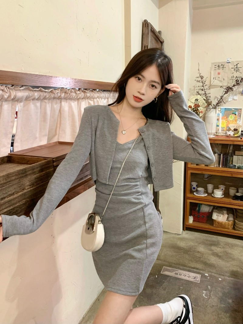 Hot girl design suspender dress suit summer  new fashion slim slim hip-covering short skirt women's clothing