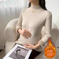 批发实拍~孕妇秋冬款加毛加绒加厚高领弹力大码女装<b class='q'>百搭</b>打底衫