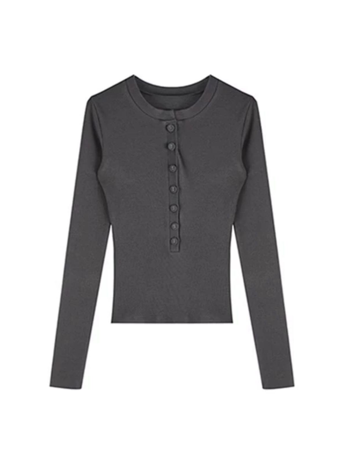 Pure desire gray long-sleeved T-shirt for women in early autumn new design slimming bottoming shirt versatile top