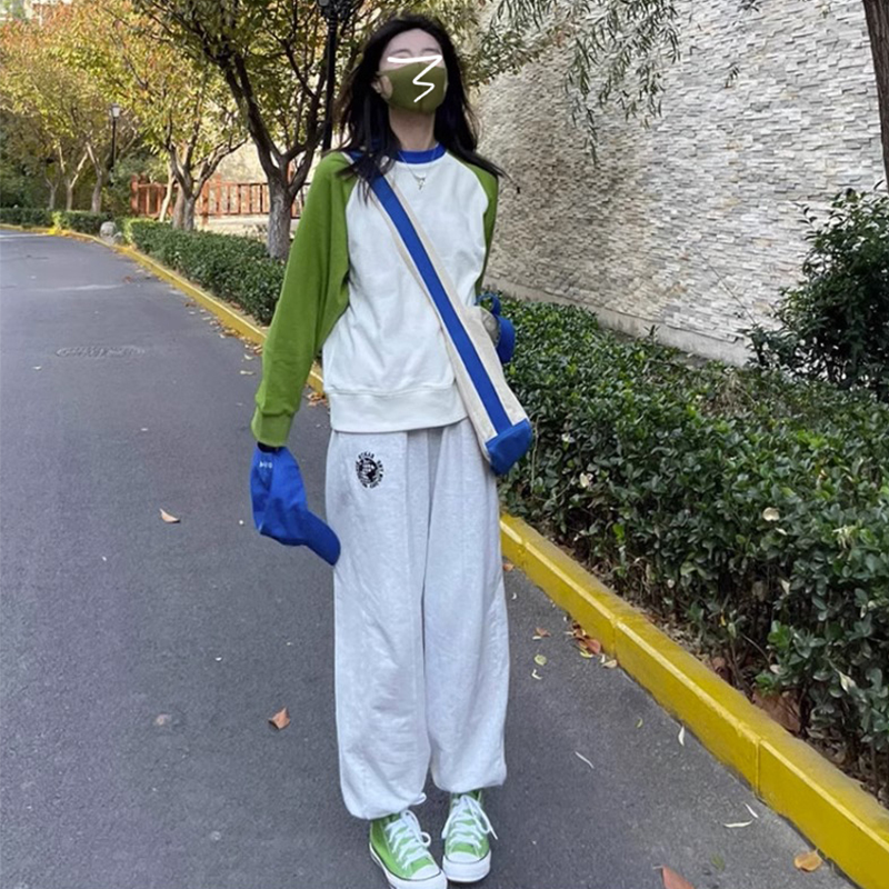 美式復古慵懶風oversize插肩衛衣女秋冬季2023新款設計感寬鬆上衣