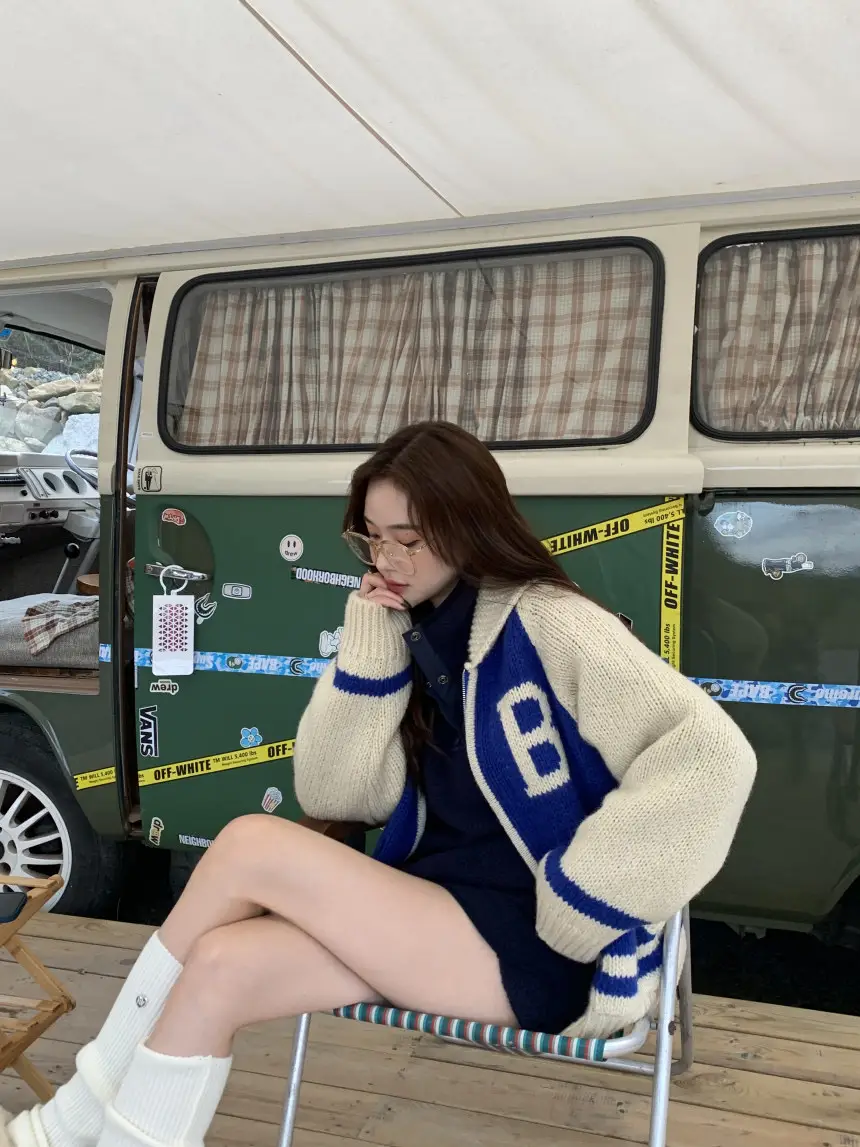여성용 카라 라운드 넥 니트 가디건 상세 이미지 43