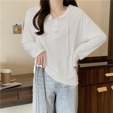 批发晨领<b class='q'>大码</b><b class='q'>女装</b>遮肚子慵懒宽松上衣春秋季胖MM显瘦连帽长袖打底衫