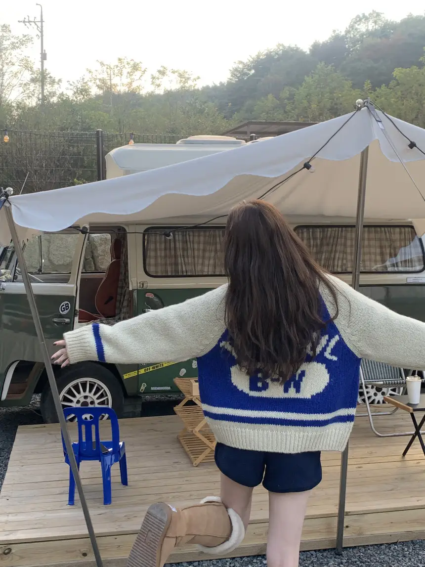 여성용 카라 라운드 넥 니트 가디건 상세 이미지 5