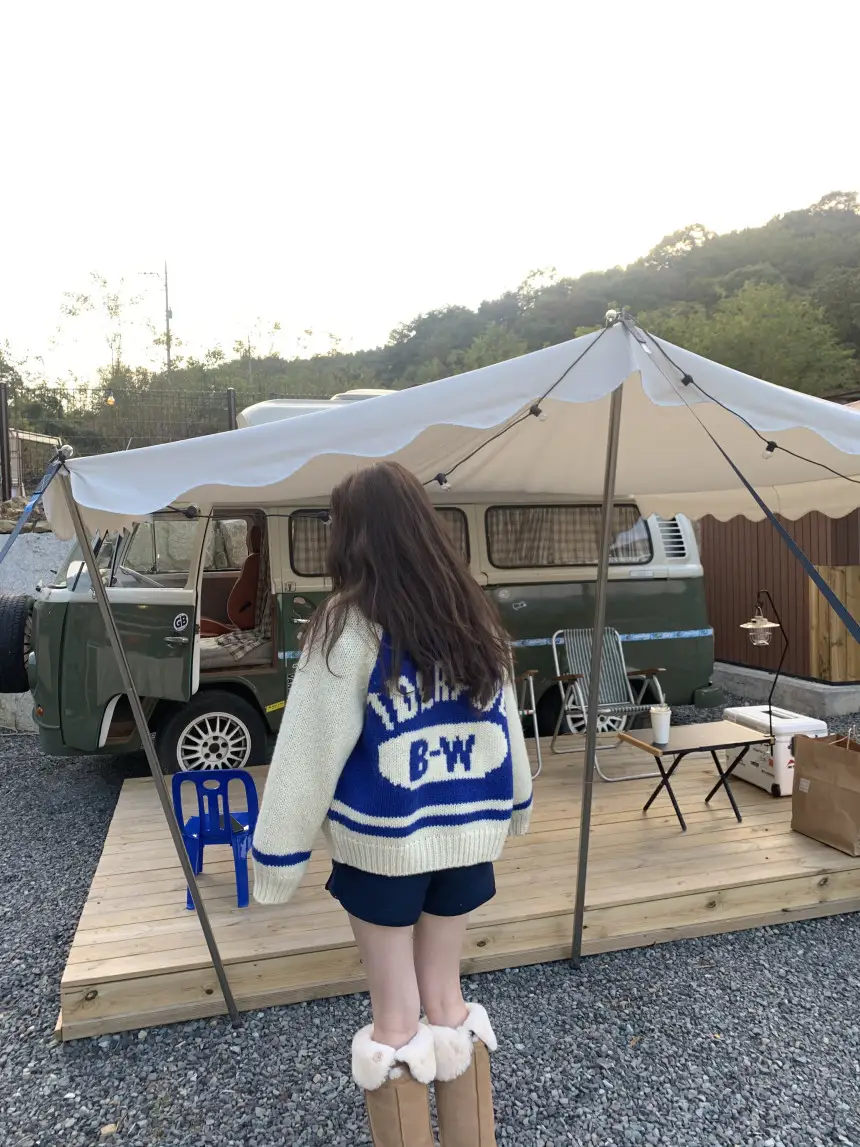 여성용 카라 라운드 넥 니트 가디건 상세 이미지 8