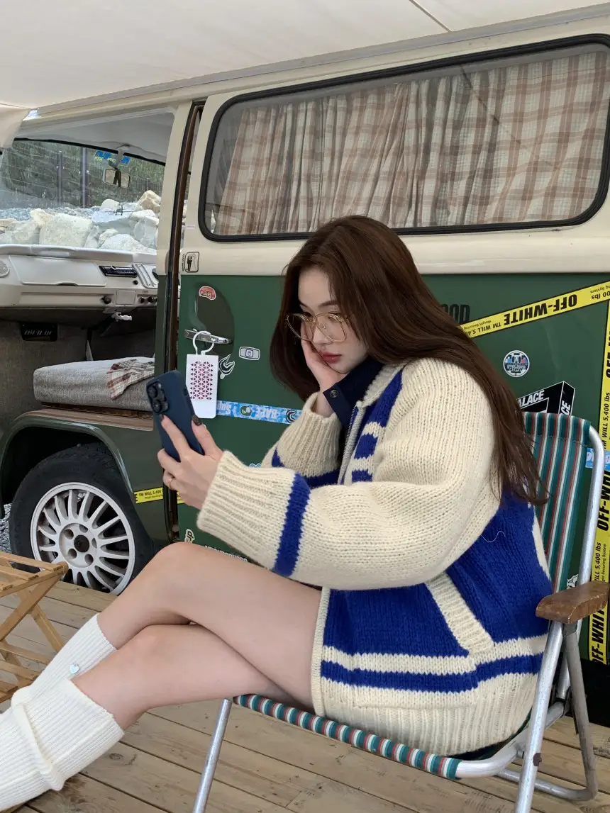 여성용 카라 라운드 넥 니트 가디건 상세 이미지 17