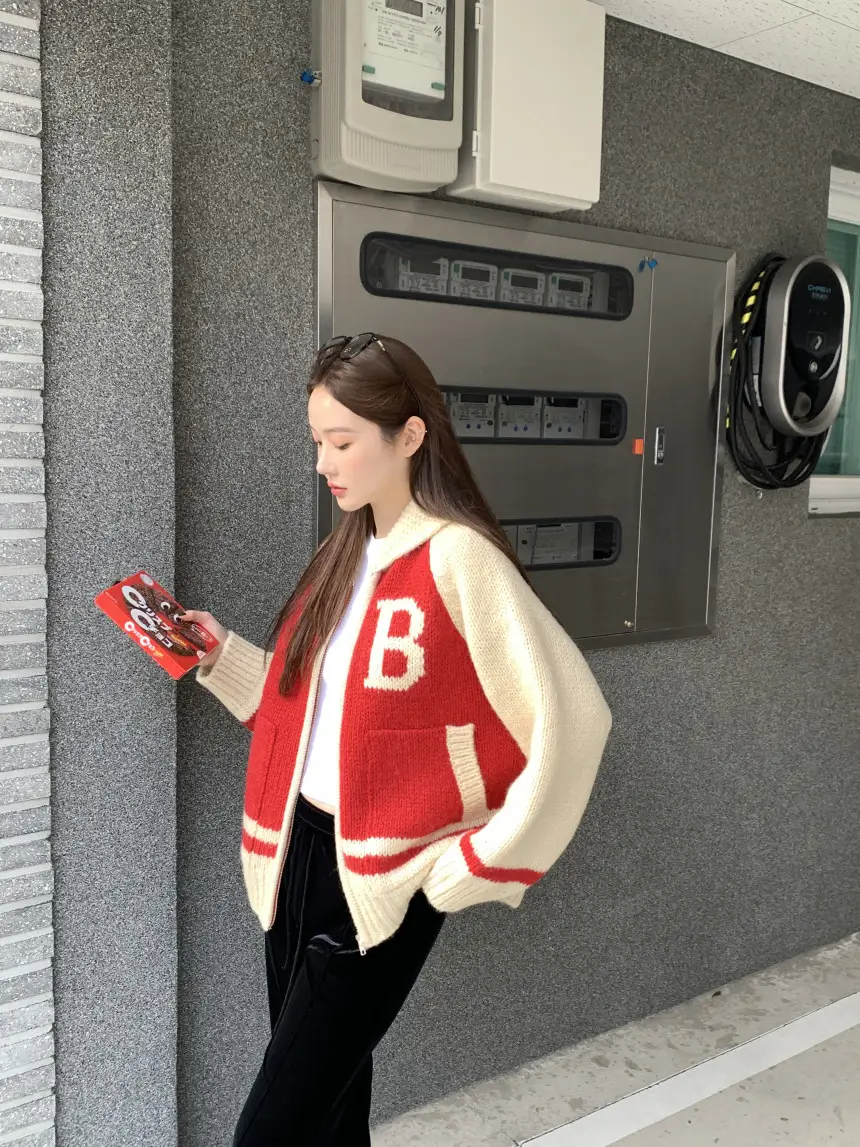 여성용 카라 라운드 넥 니트 가디건 상세 이미지 30