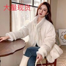 中国风盘扣羽绒服女2023年新款冬季水貂毛派克服小众设计感外套