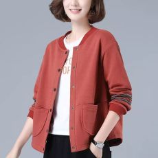 批发春秋外套女短款宽松开衫2023新款中年妈妈夹克大码休闲外穿棒球服