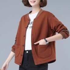 批发春秋外套女短款宽松开衫2023新款中年妈妈夹克大码休闲外穿棒球服