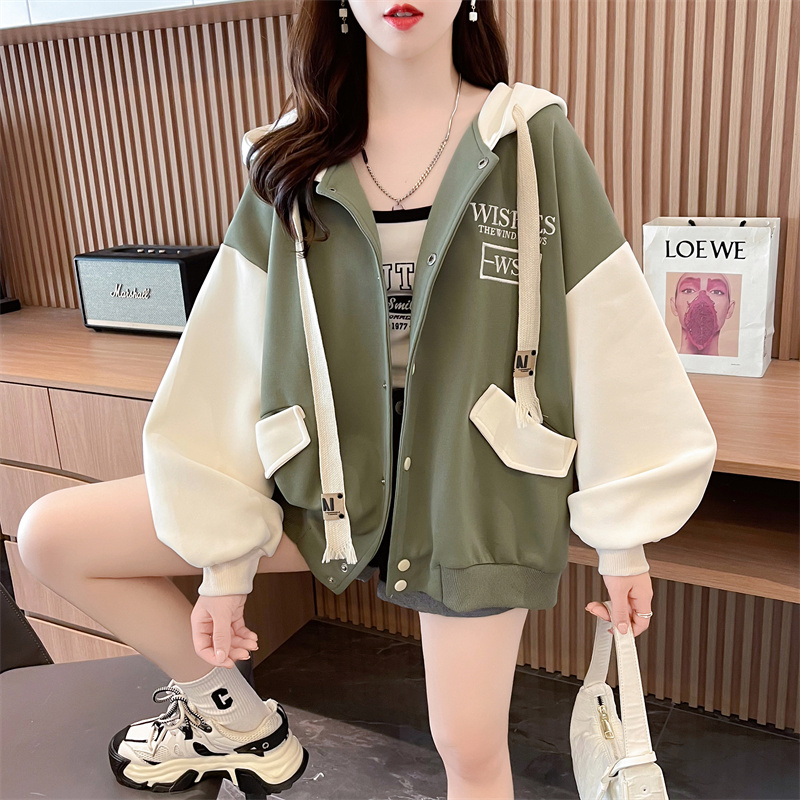 First real shot of imitation cotton Chinese cotton composite milk silk baseball uniform autumn and winter sweatshirt design baseball uniform for women