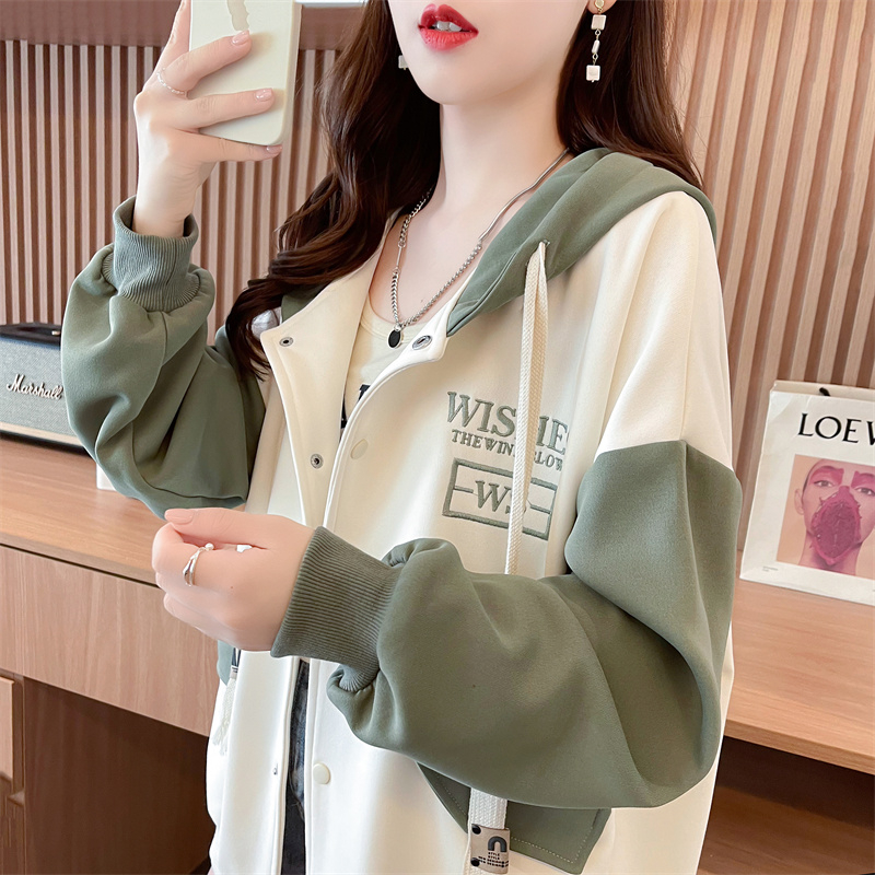 First real shot of imitation cotton Chinese cotton composite milk silk baseball uniform autumn and winter sweatshirt design baseball uniform for women