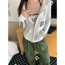 批发实价不减拍美式复古连帽<b class='q'>卫衣</b>女秋冬新款紧身收腰拉链<b class='q'>开衫</b>外套