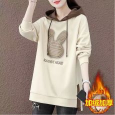 批发中长款<b class='q'>卫衣</b>女2025春秋新款时尚韩版大码女装<b class='q'>宽松</b>洋气连帽上衣外套