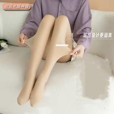 批发双层光腿袜神器<b class='q'>女</b>秋冬裸感假透肉肤色T档任意剪加厚加绒打底<b class='q'>袜子</b>