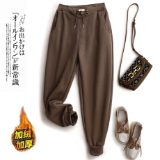 批发实拍2023新款加绒卫裤女独特设计感松紧腰显瘦百搭运动休闲裤冬