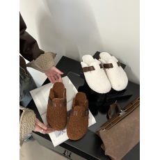 批发网红毛毛拖鞋女外穿2023新款秋冬季勃肯鞋包头半拖鞋厚底毛绒棉拖