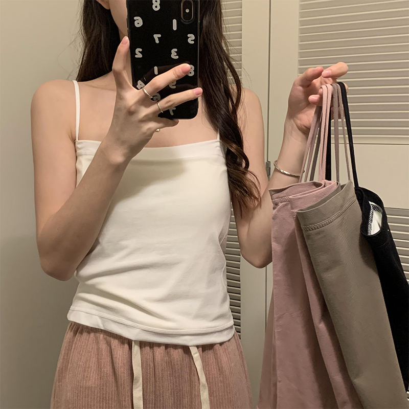 實拍  秋冬季內搭加厚加絨吊帶女修身美體美背抹胸