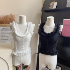 批发11.10 20:00 盘盘【芭蕾甜心】<b class='q'>双层</b>蕾丝针织<b class='q'>背心</b>