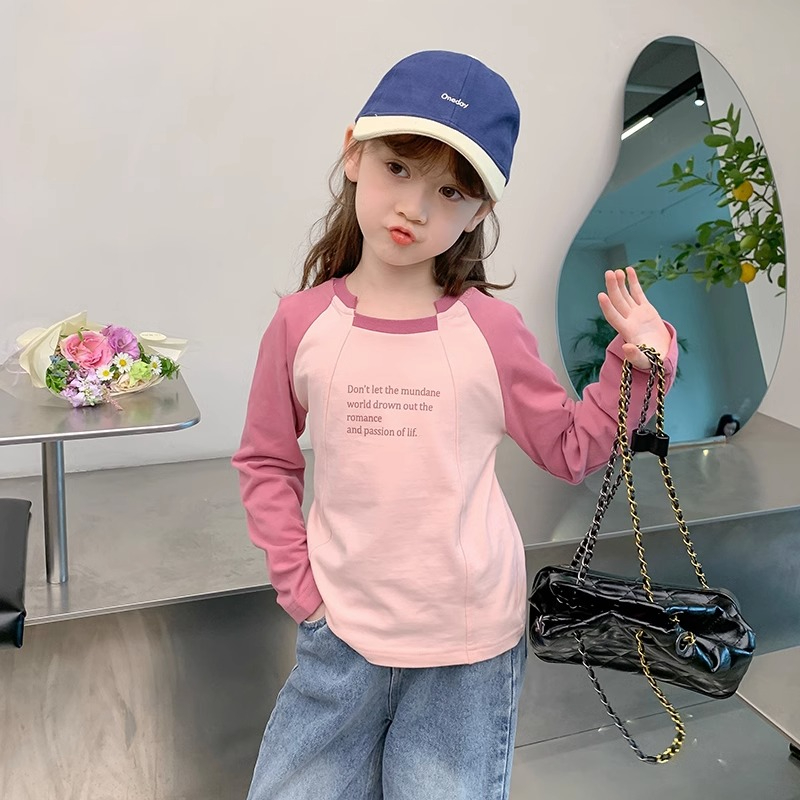 Girls T-shirt long-sleeved spring and autumn  new children's autumn bottoming shirt little girl fashionable autumn top trend