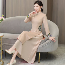 批发改良版<b class='q'>旗袍</b><b class='q'>新款</b>2026<b class='q'>新款</b>少女复古气质连衣裙粉色长袖茶服秋季古法