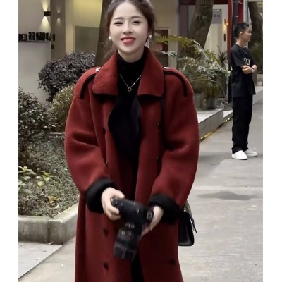 柏林之夜 冬季加厚型高級時尚氣質款女士毛呢大衣
