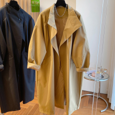 批发欧货轻奢高级感气质立领秋<b class='q'>冬</b>氛围感穿搭宽松休闲长款风衣外套女潮