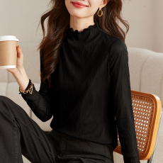 批发实拍~肌理蕾丝打底衫女2026早春新款花边半高领内搭长袖<b class='q'>T</b><b class='q'>恤</b>上衣